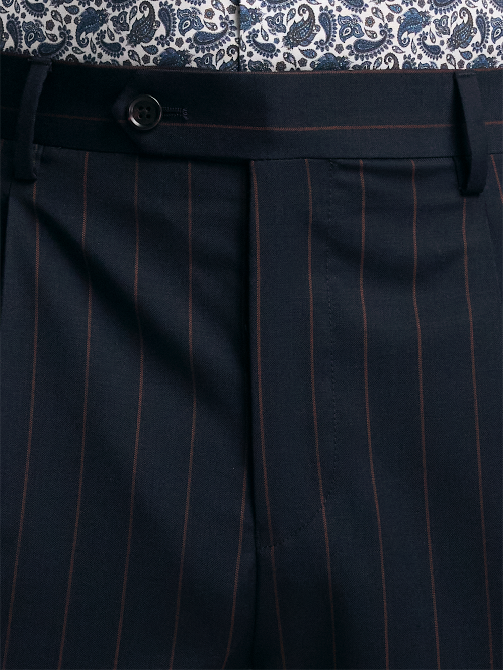 Alternate Image of Navy/brown Wool Stripe Single Pleat Suit Pants-3