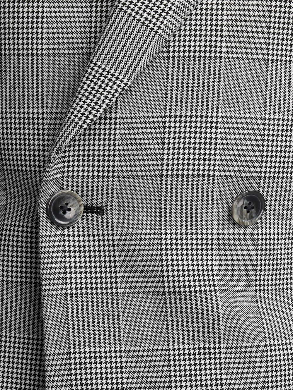 Alternate Image of Black/white Plaid Houndstooth Double Breasted Peak Lapel Suit Jacket-4