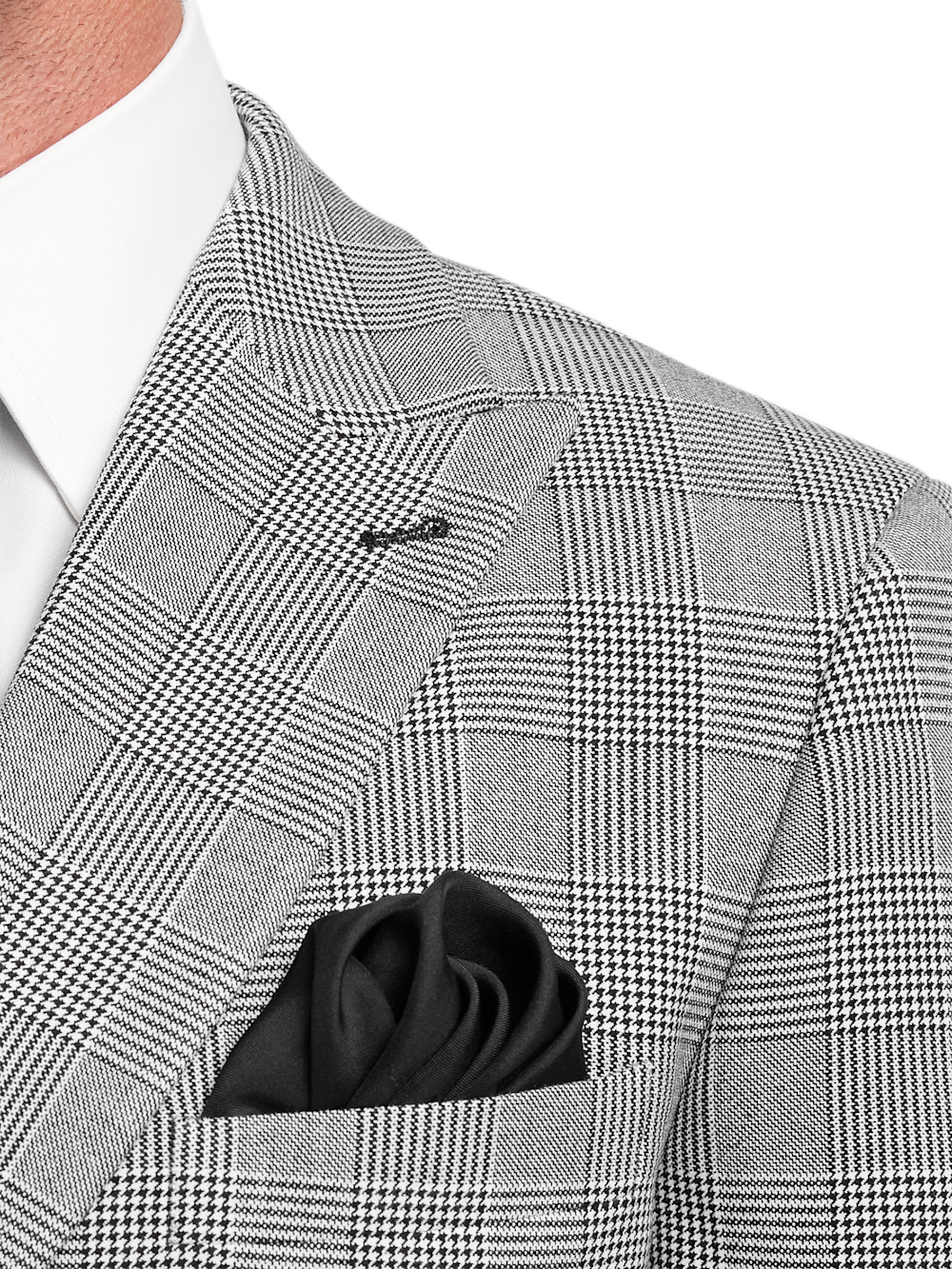 Alternate Image of Black/white Plaid Houndstooth Double Breasted Peak Lapel Suit Jacket-5