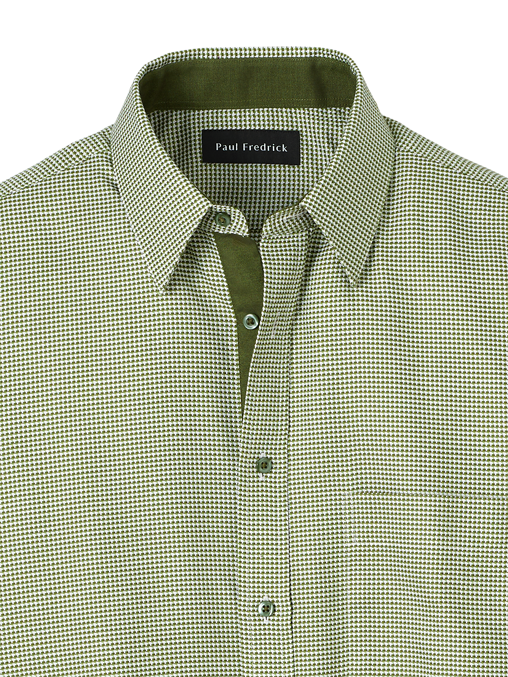 Cotton Houndstooth Casual Shirt - Green – Paul Fredrick