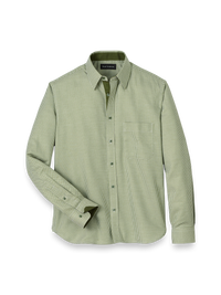 Cotton Houndstooth Casual Shirt - Green