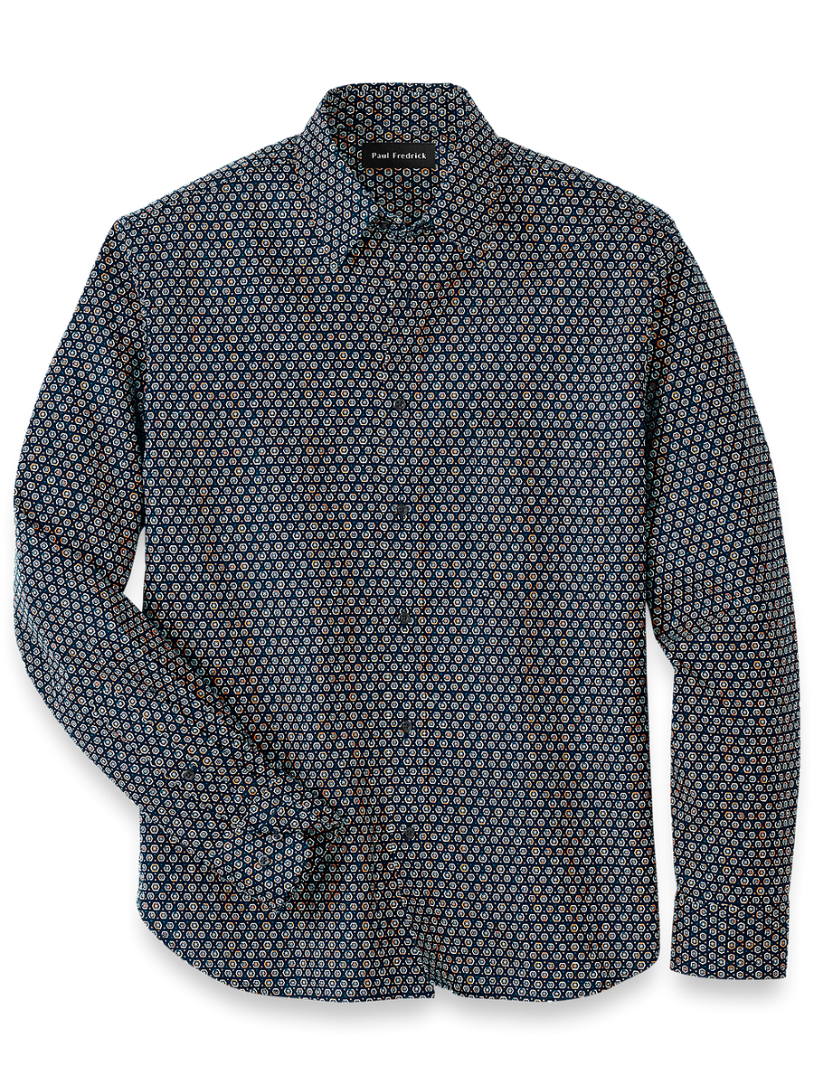 Cotton Geometric Print Casual Shirt - Blue – Paul Fredrick