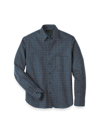 Cotton Geometric Print Casual Shirt - Blue