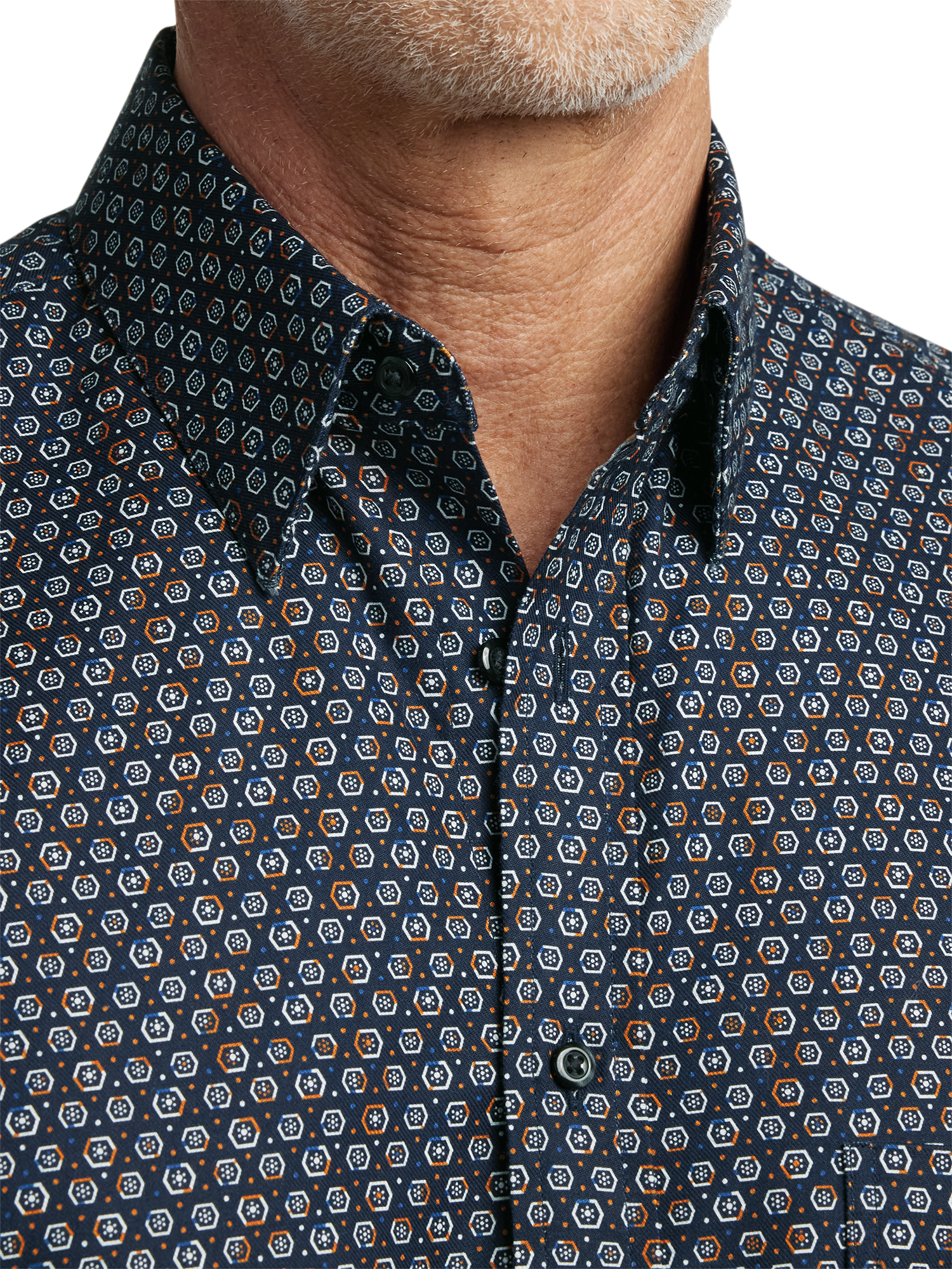 Cotton Geometric Print Casual Shirt - Blue