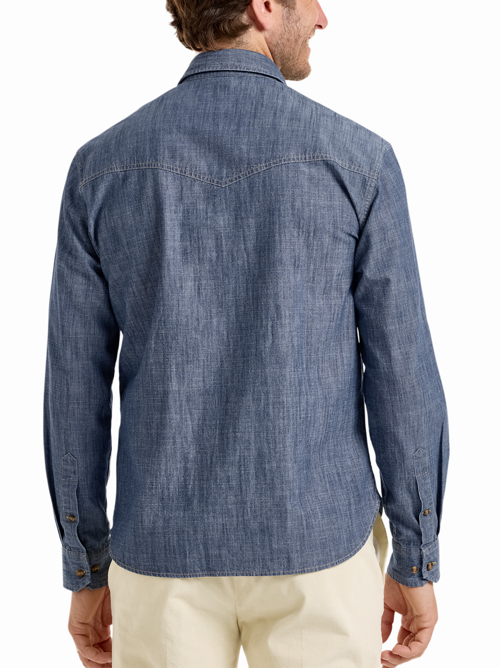 Alternate Shot of Men's Denim Blue Plaid Solid Shirts  - 5