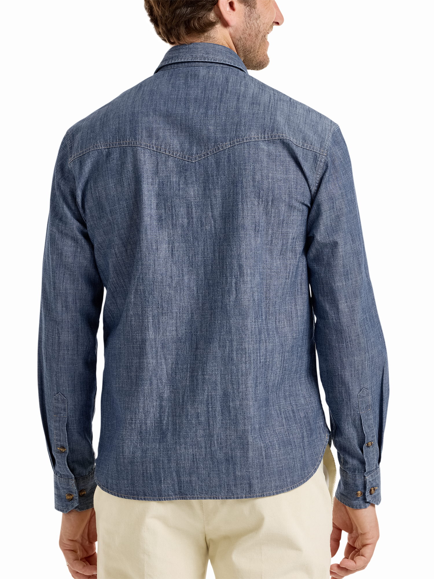 Fleetwood Denim Solid Western Shirt - Denim Blue