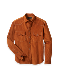 Cotton Corduroy Solid Spread Collar Casual Shirt - Rust