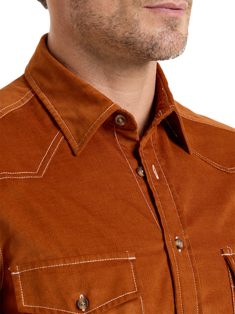 Alternate Shot of Men's Rust Solid Shirts  - 3