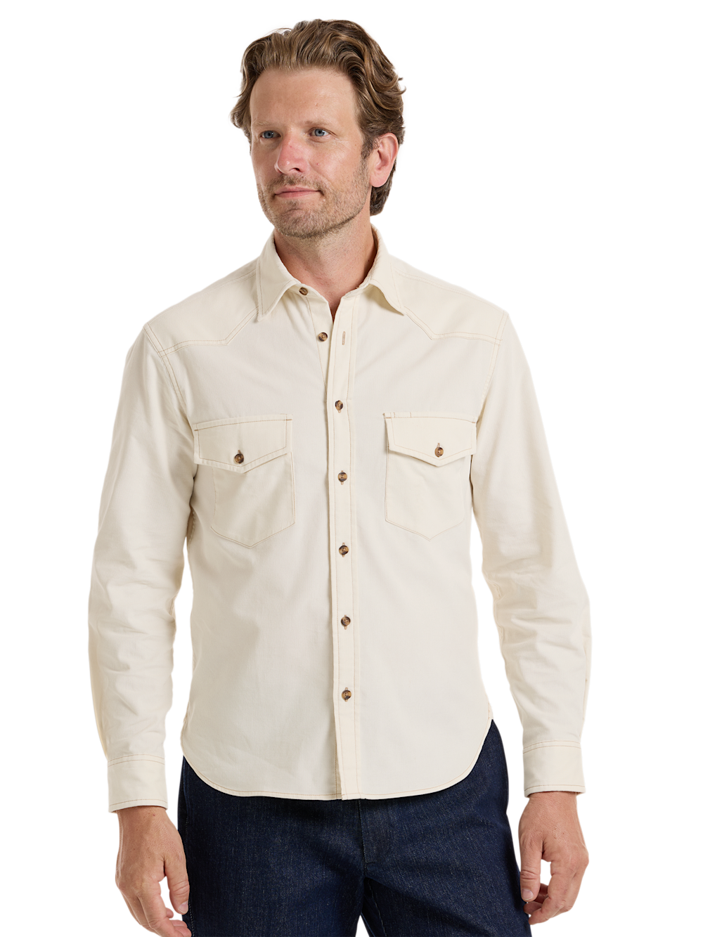 Alternate Shot of Men's Winter White Solid Shirts  - 1