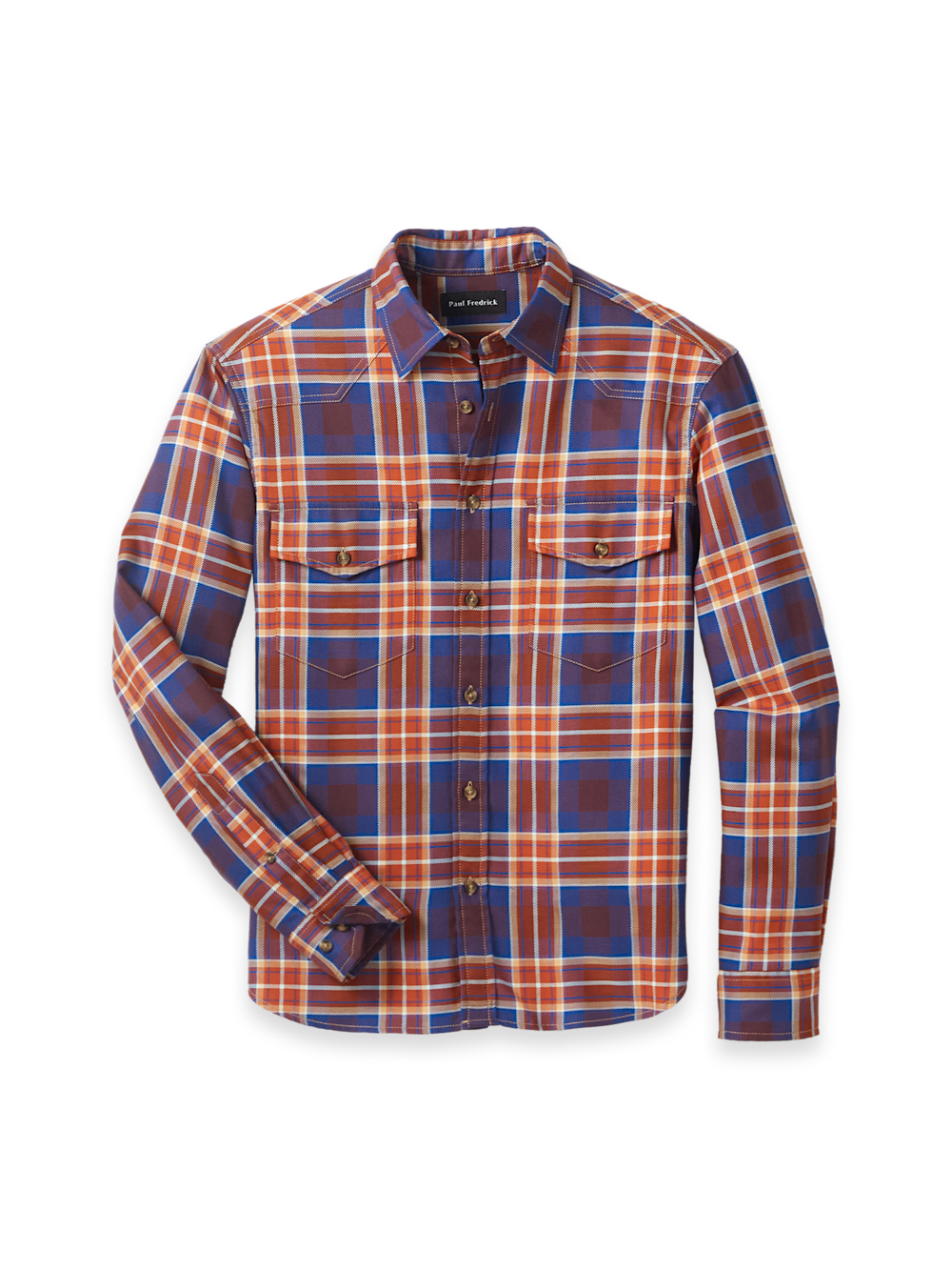 Men's Rust/blue Plaid Shirts 