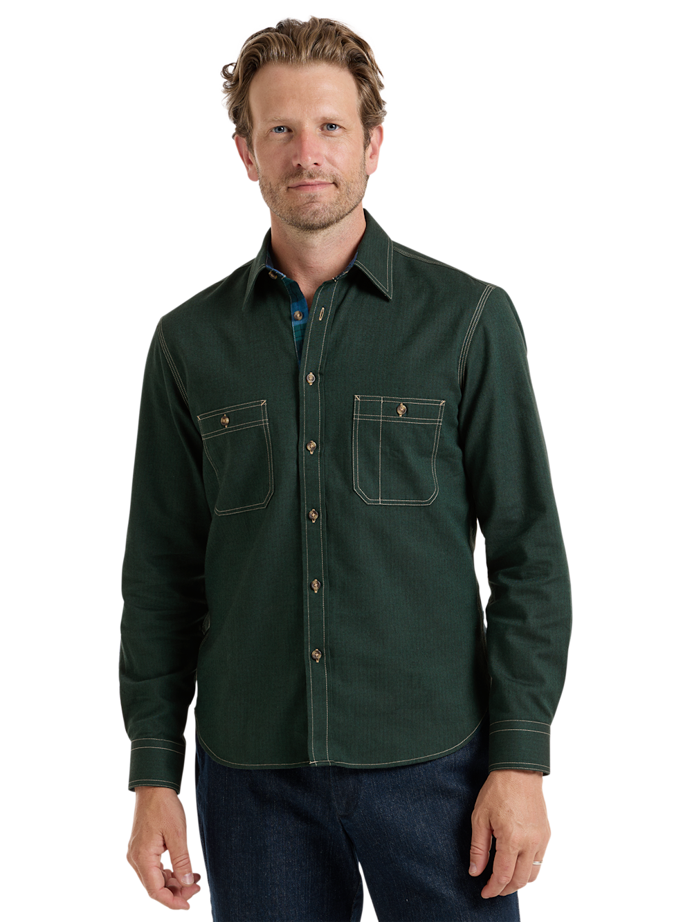Alternate Shot of Men's Green Solid Shirts  - 1