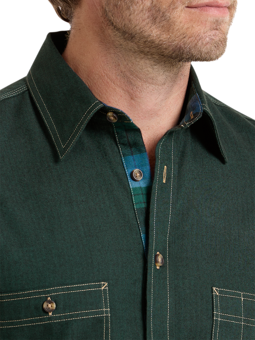 Alternate Shot of Men's Green Solid Shirts  - 3
