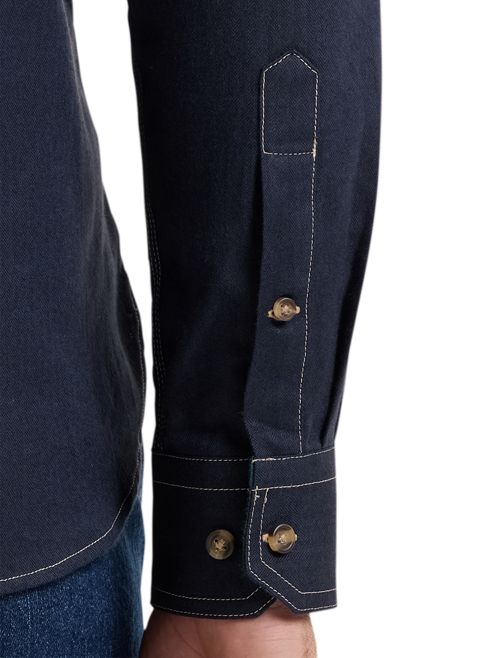 Alternate Shot of Men's Navy Solid Shirts  - 4