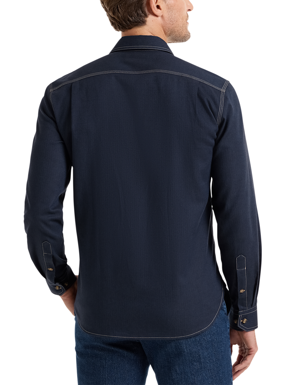 Alternate Shot of Men's Navy Solid Shirts  - 5