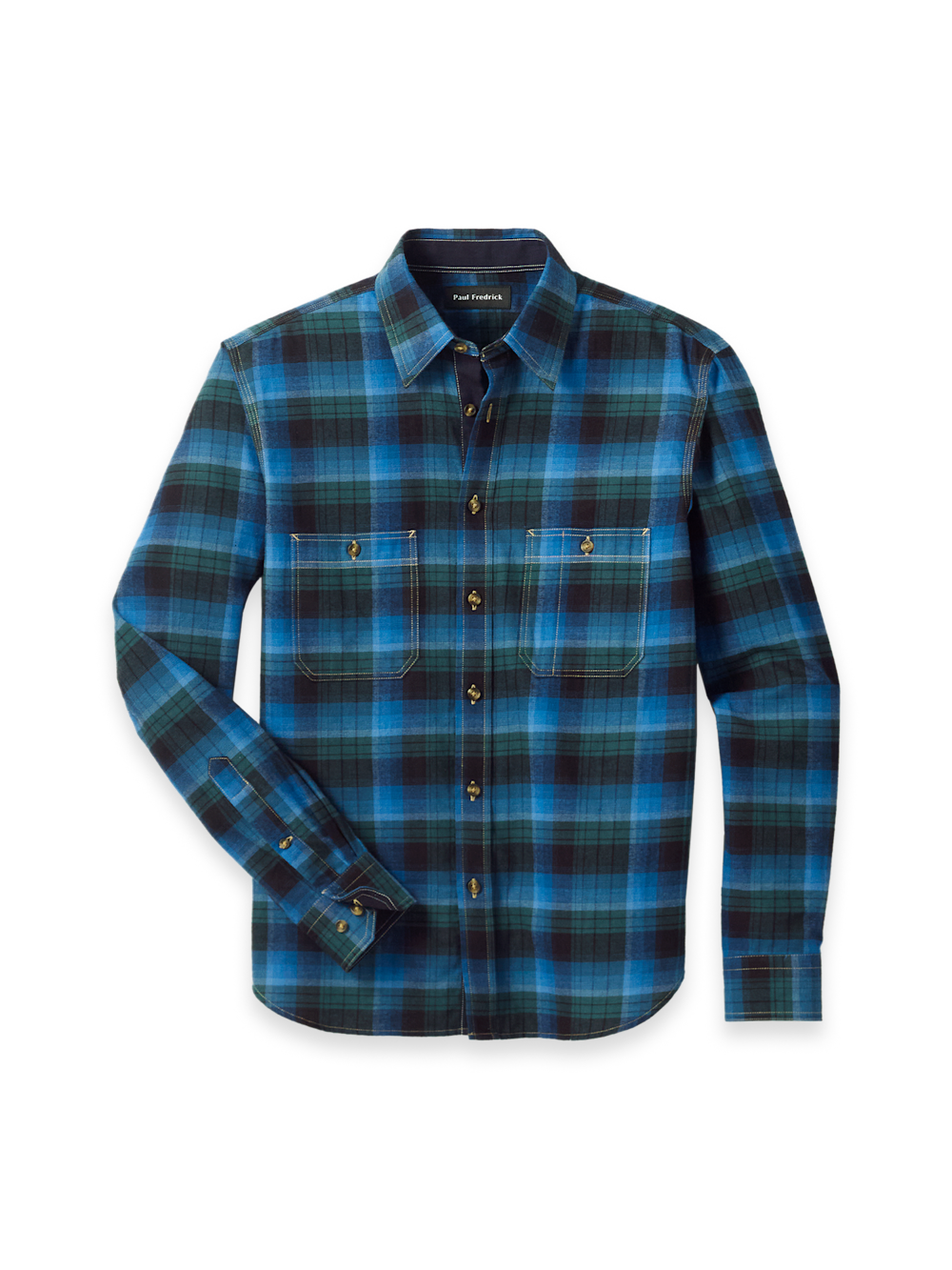 Men's Green/Blue Plaid Shirts 