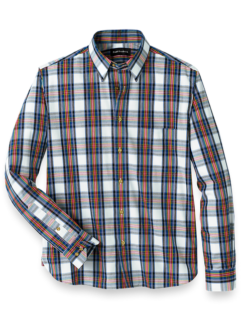 トップス Classic Shirt-Cotton Brushed Big Plaid Large size pure cotton brushed plaid men's shirt for young