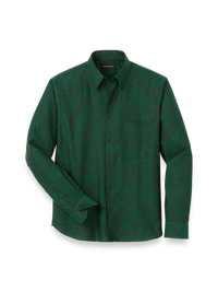 Cotton Paisley Jacquard Casual Shirt - Green
