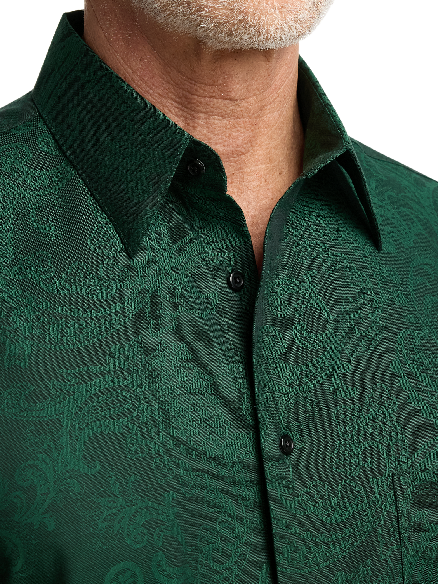 Cotton Paisley Jacquard Casual Shirt - Green Paul Fredrick Cotton Paisley Jacquard Casual Shirt - Green Paul Fredrick