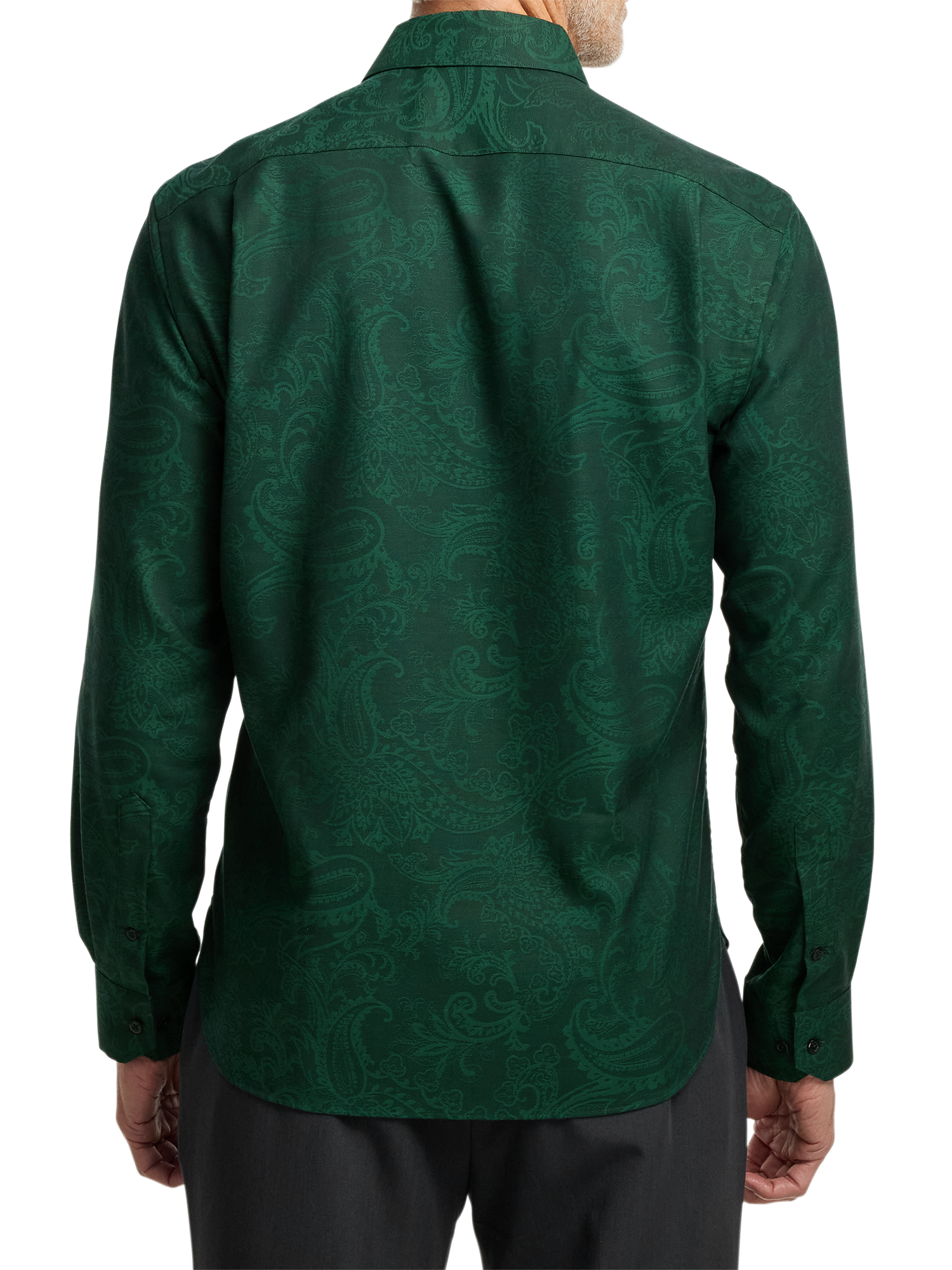 Cotton Paisley Jacquard Casual Shirt - Green