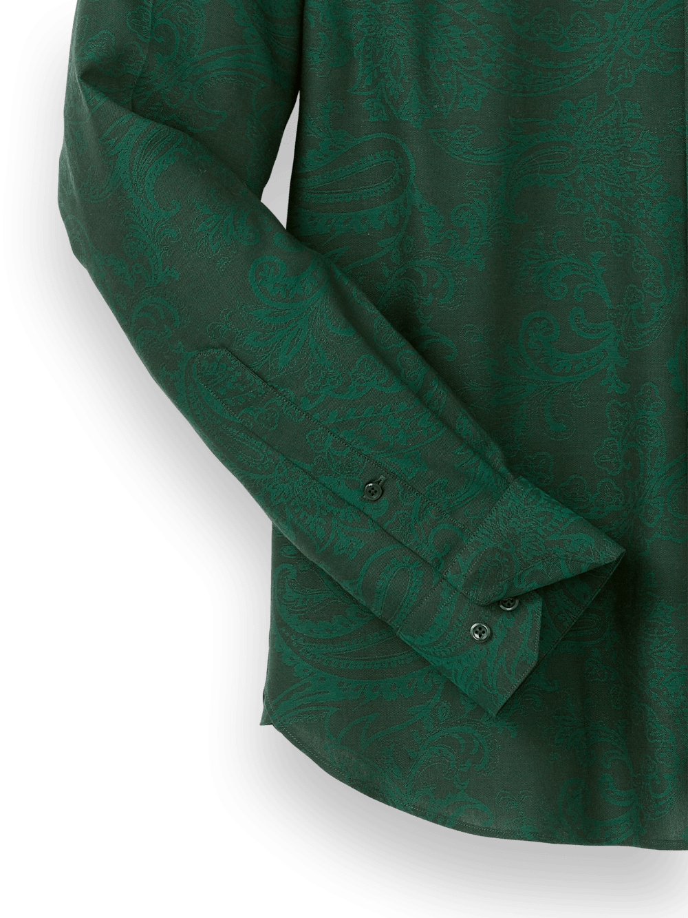 Cotton Paisley Jacquard Casual Shirt - Green Paul Fredrick Cotton Paisley Jacquard Casual Shirt - Green Paul Fredrick