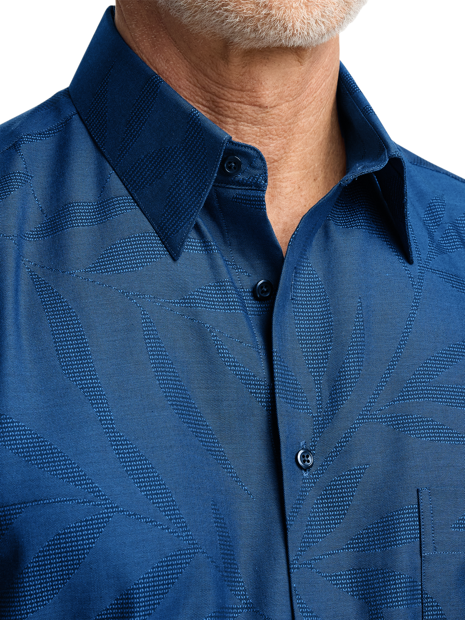 Cotton Leaf Jacquard Casual Shirt - Blue