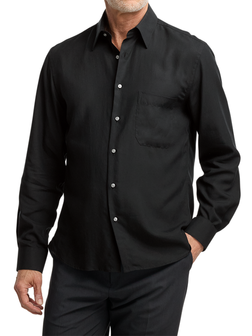 Lyocell Solid Casual Shirt - Black – Paul Fredrick