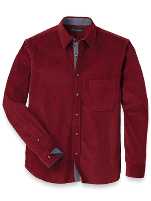 Cotton Corduroy Casual Shirt - Burgundy