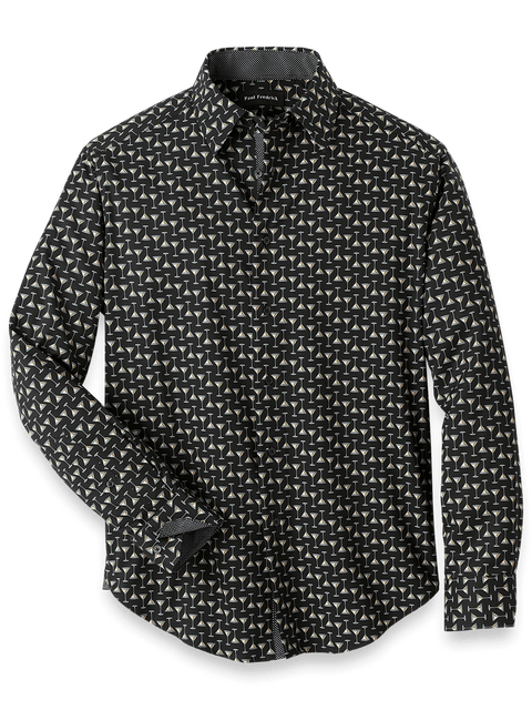 Paisley Velvet Metallic Windowpane Long Sleeve Dress Shirt