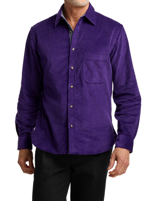 Cotton Corduroy Casual Shirt - Purple – Paul Fredrick