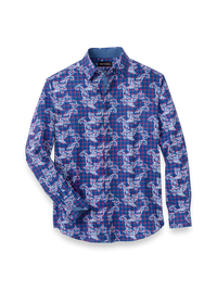 Performance Stretch Check Casual Shirt - Navy/red