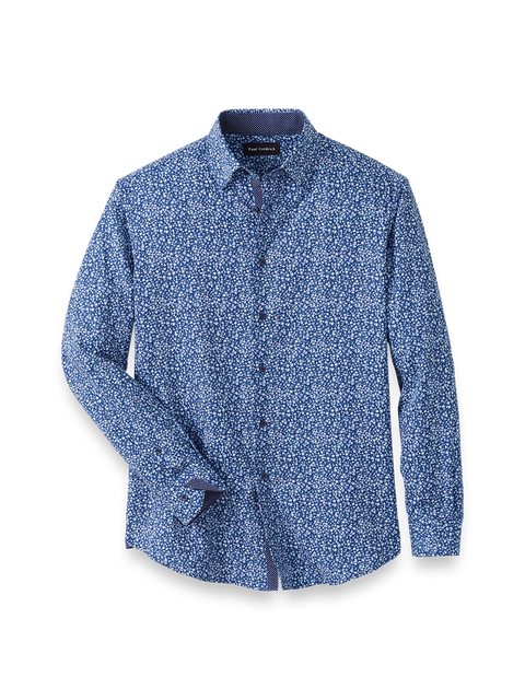 Performance Stretch Floral Casual Shirt - Navy/purple – Paul Fredrick