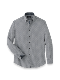 Performance Stretch Chevron Casual Shirt - Black/white
