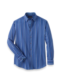 Performance Stretch Stripe Casual Shirt - Blue