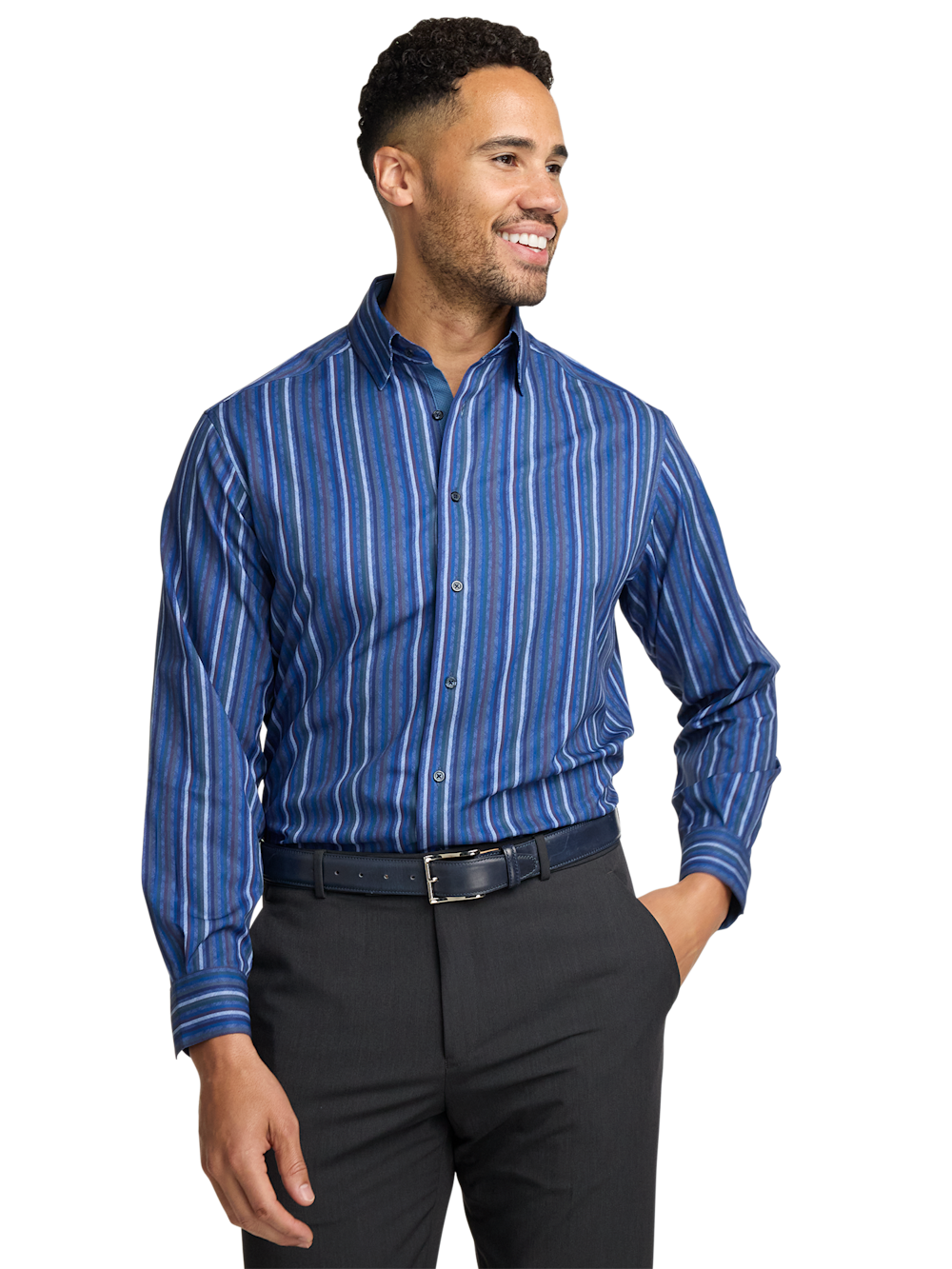 Alternate Image of Performance Stretch Stripe Casual Shirt-1