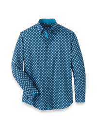 Performance Stretch Medallion Casual Shirt - Blue Multi