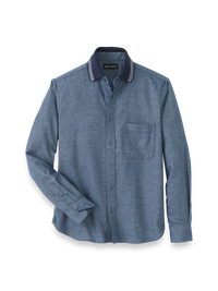 Polyester Blend Solid Casual Shirt - Navy