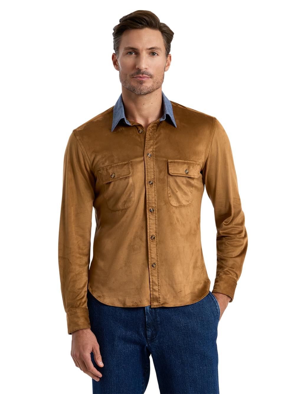 Alternate Shot of Men's british tan  Shirts  - 1