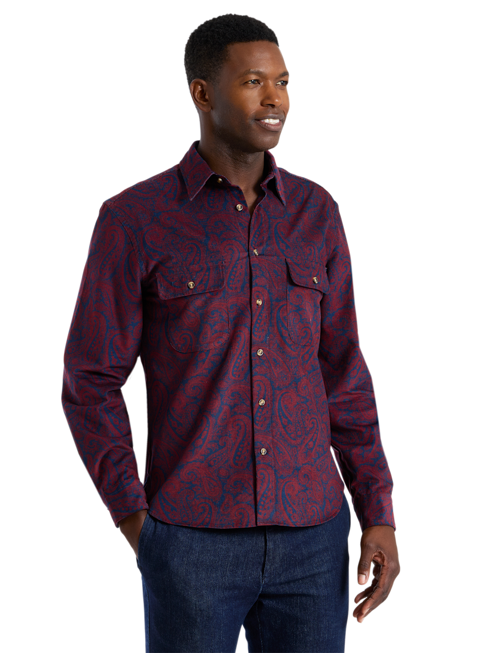 Alternate Shot of Men's burgundy multi  Shirts  - 1