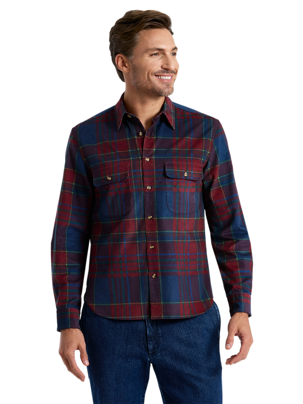 Alternate Shot of Men's burgundy multi  Shirts  - 1