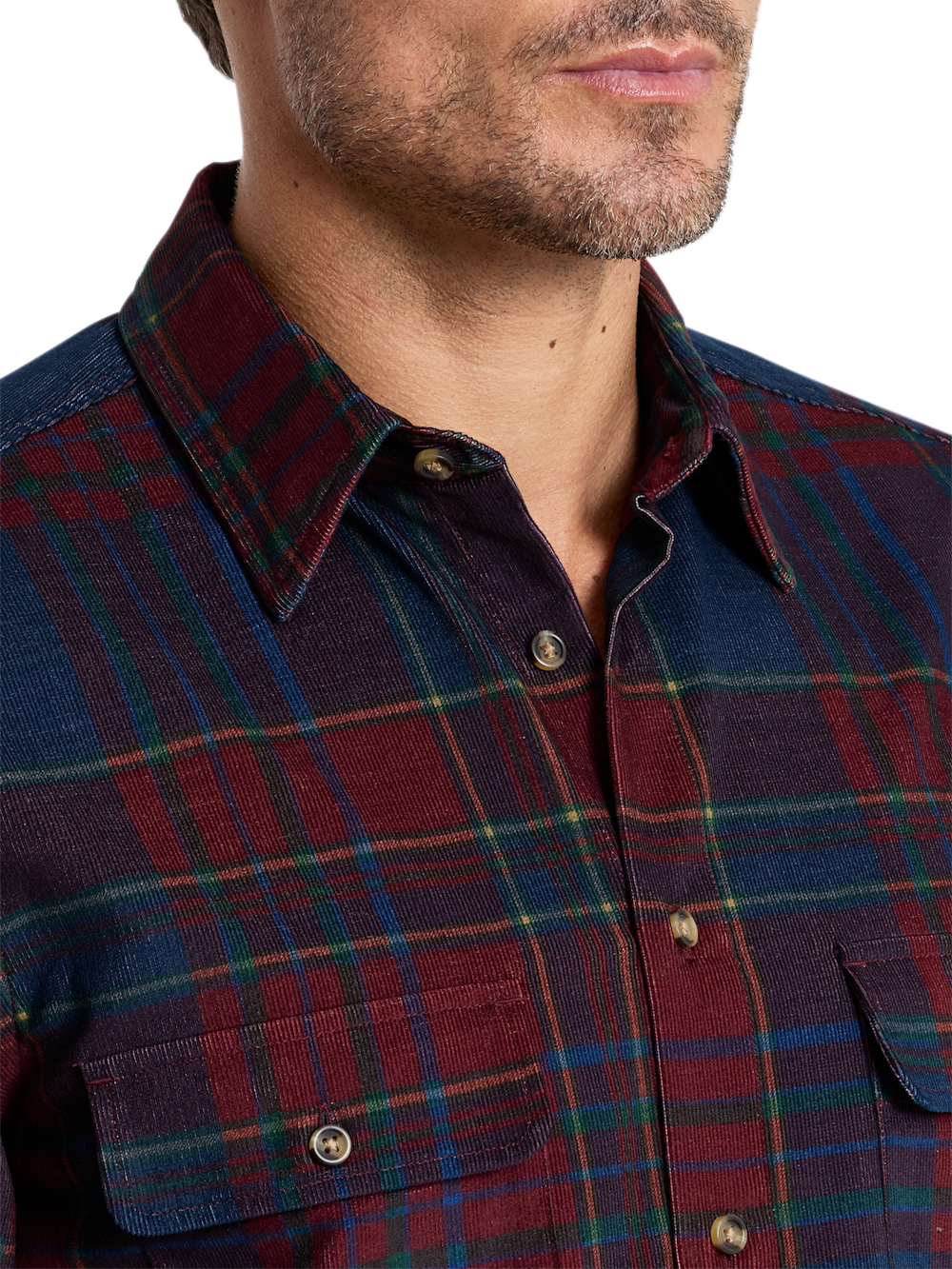 Alternate Shot of Men's burgundy multi  Shirts  - 2