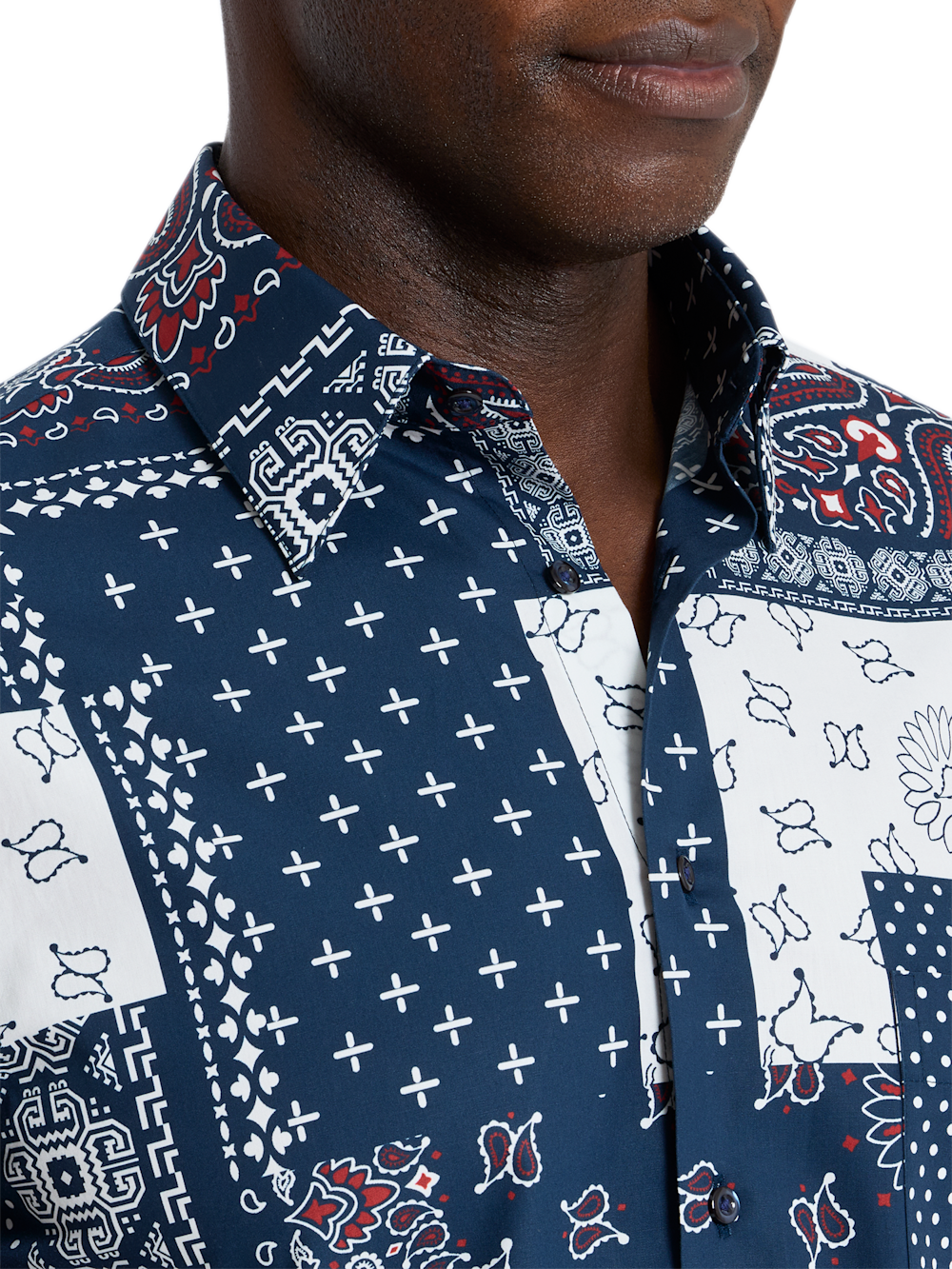 Alternate Shot of Men's burgundy multi  Shirts  - 2