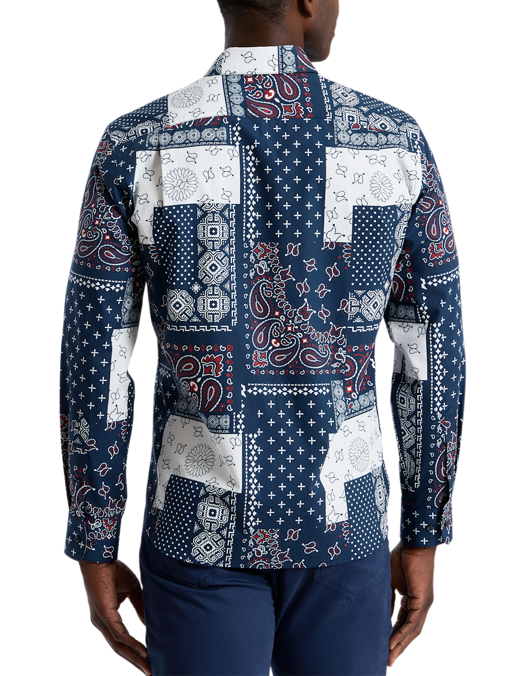 Alternate Shot of Men's burgundy multi  Shirts  - 4