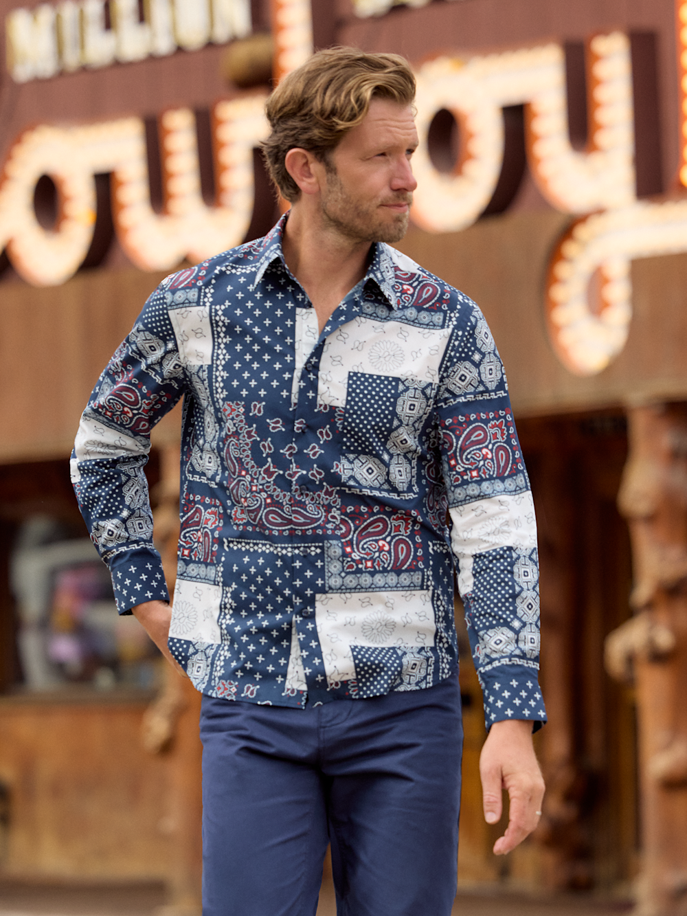 Alternate Shot of Men's burgundy multi  Shirts  - 5