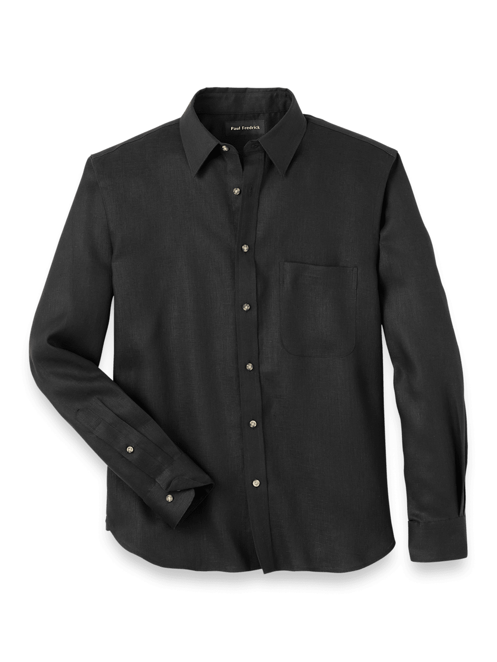 Product Image of Linen Solid Casual Shirt-Black