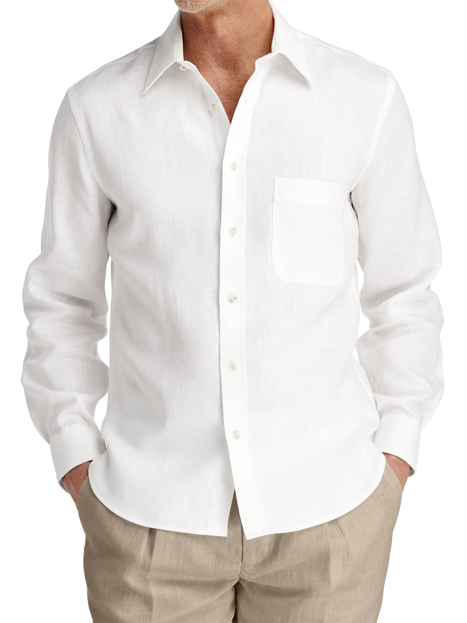 Linen Solid Casual Shirt - White