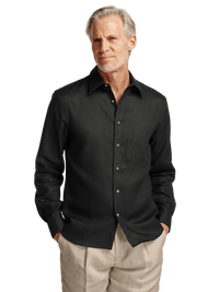 Linen Solid Casual Shirt - Black