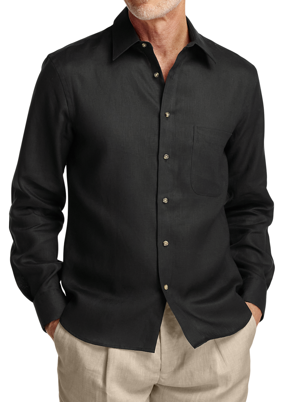 Alternate Shot of Men's Black Solid Shirts 