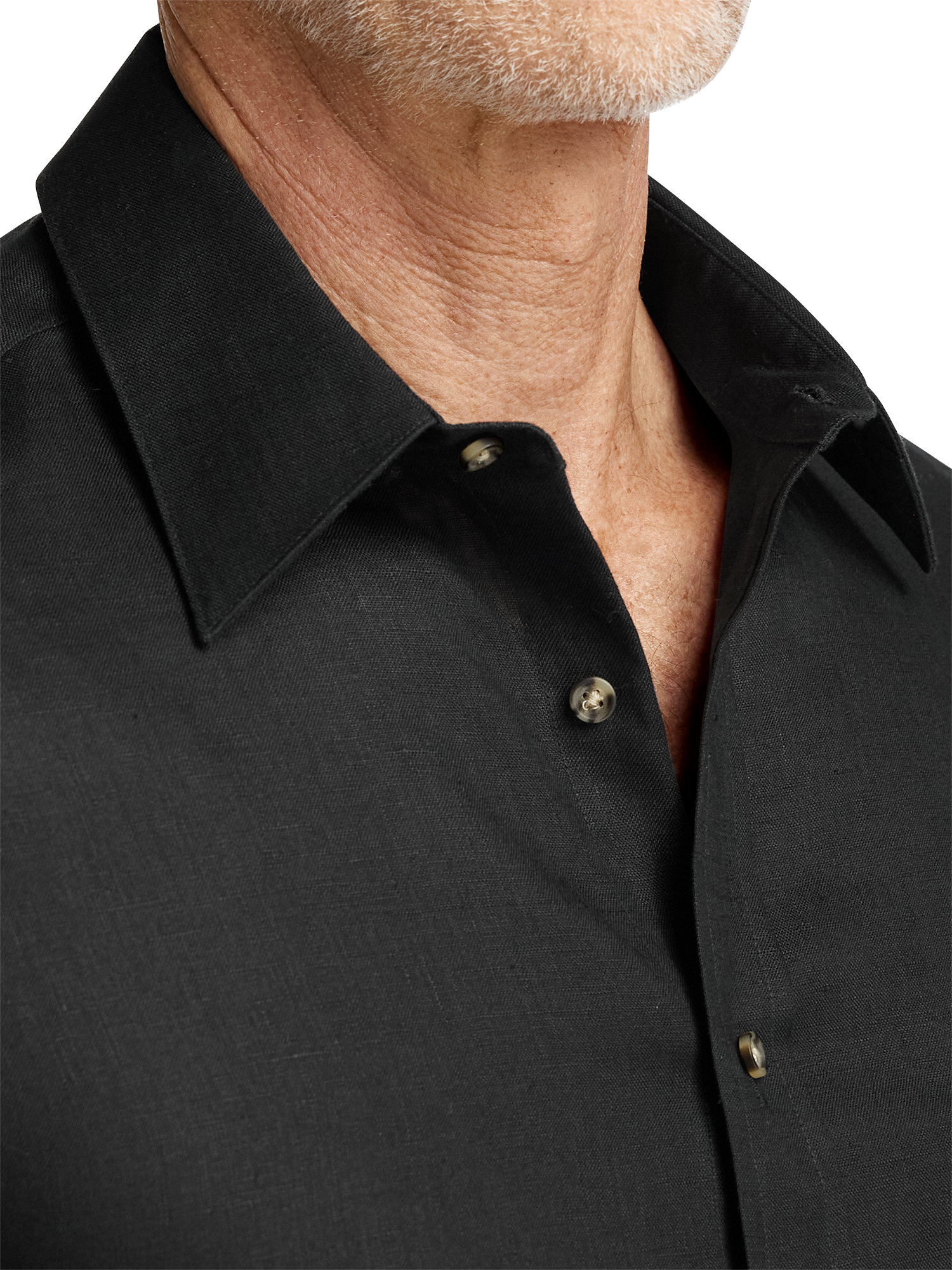 black casual dress shirt Linen Solid Casual Shirt - Black