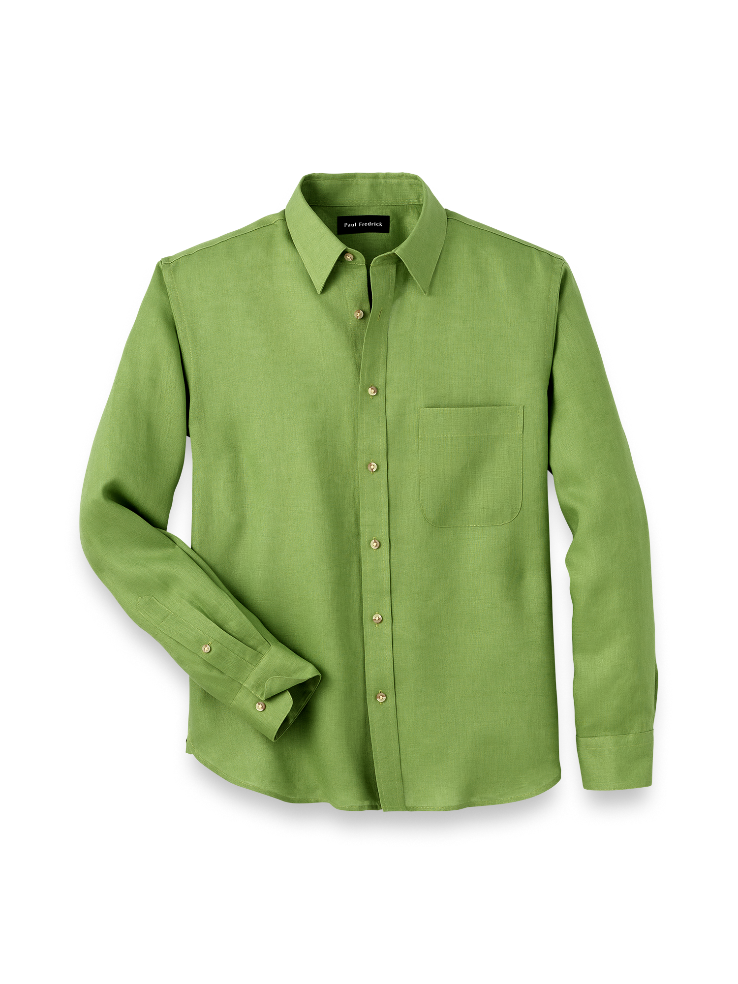 Product Image of Linen Solid Casual Shirt-Green