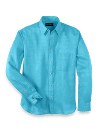 Linen Solid Casual Shirt - Aqua